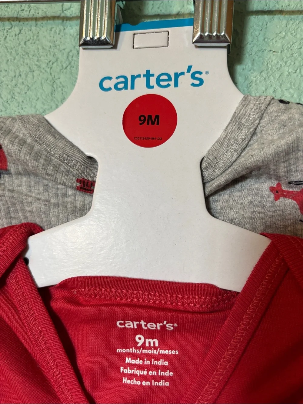 Carter's boys 4 piece long sleeve set fire truck print red 9 mos and 18 mos NWT